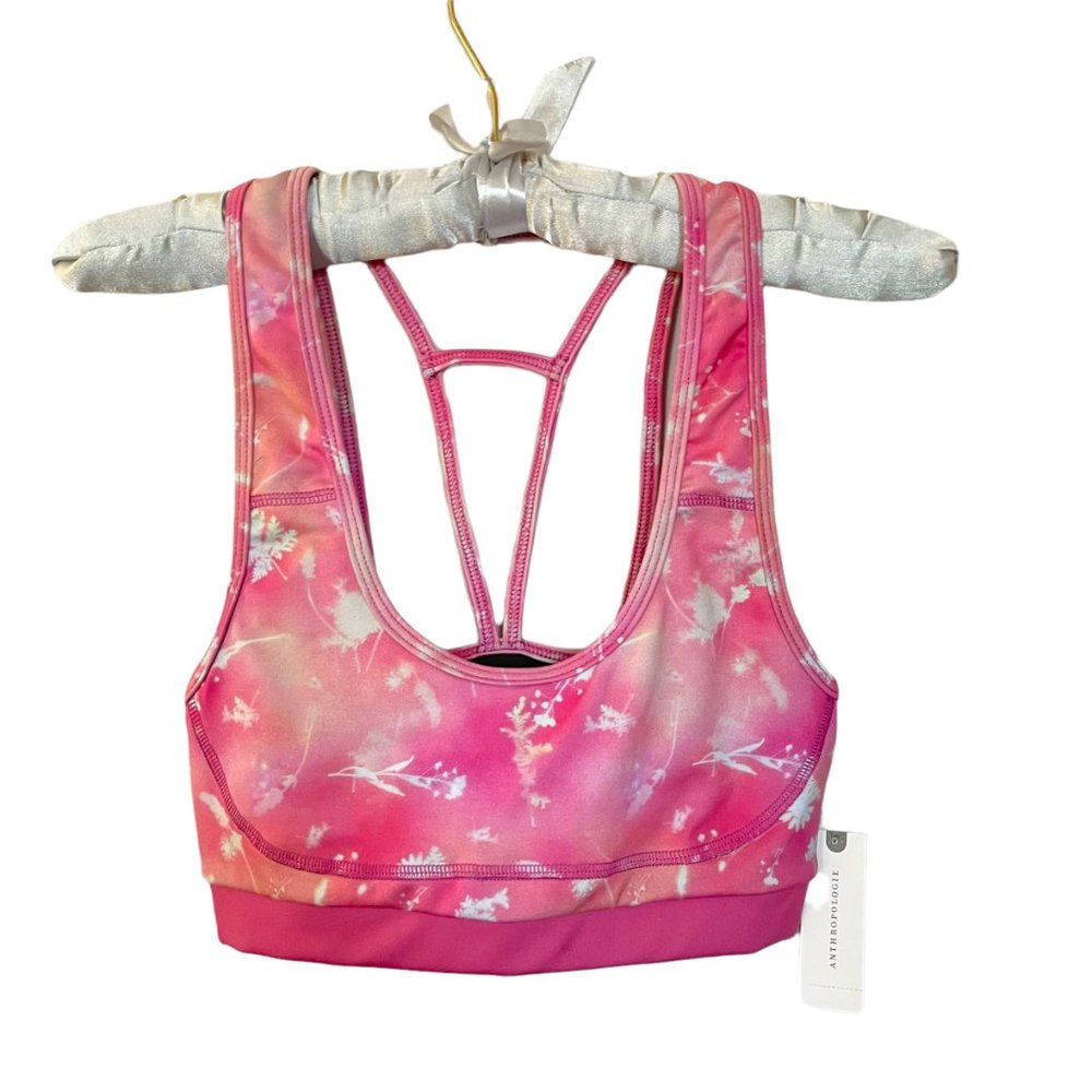 Daily Practice by Anthropologie Pink & White Floral Sophia Sports Bra - M - NWT